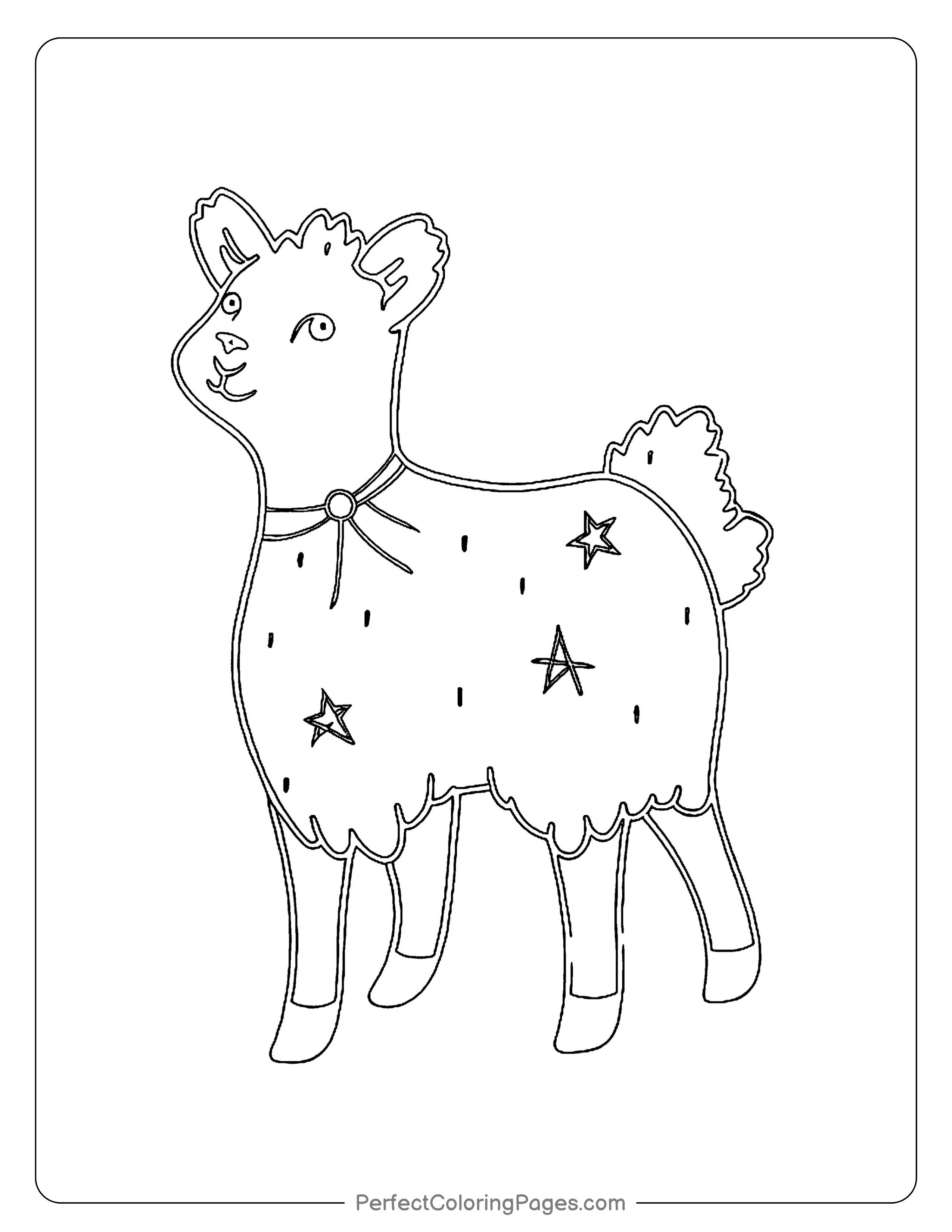 Simple minimalist alpaca coloring sheet