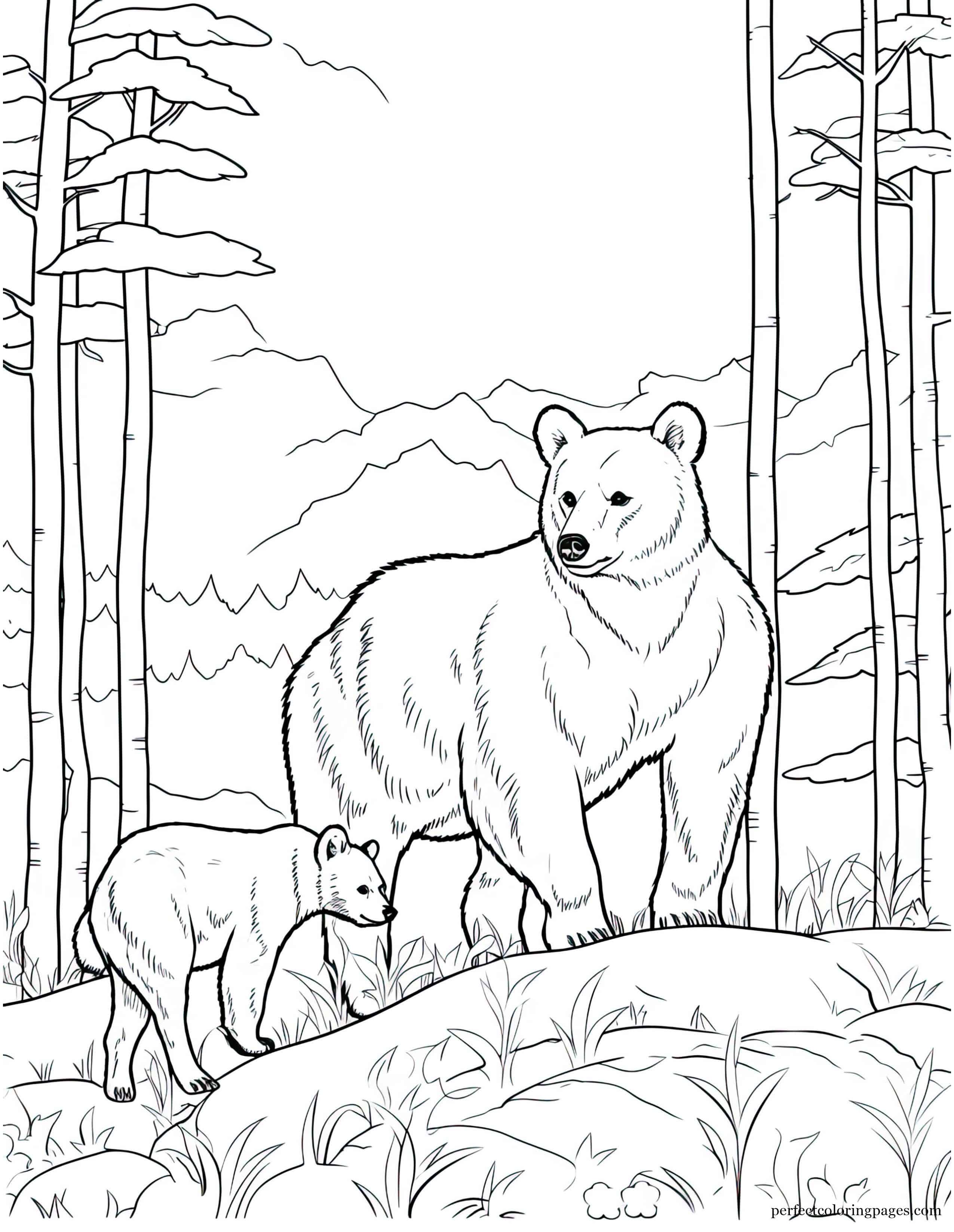 Black Bear Coloring Picture for Girls