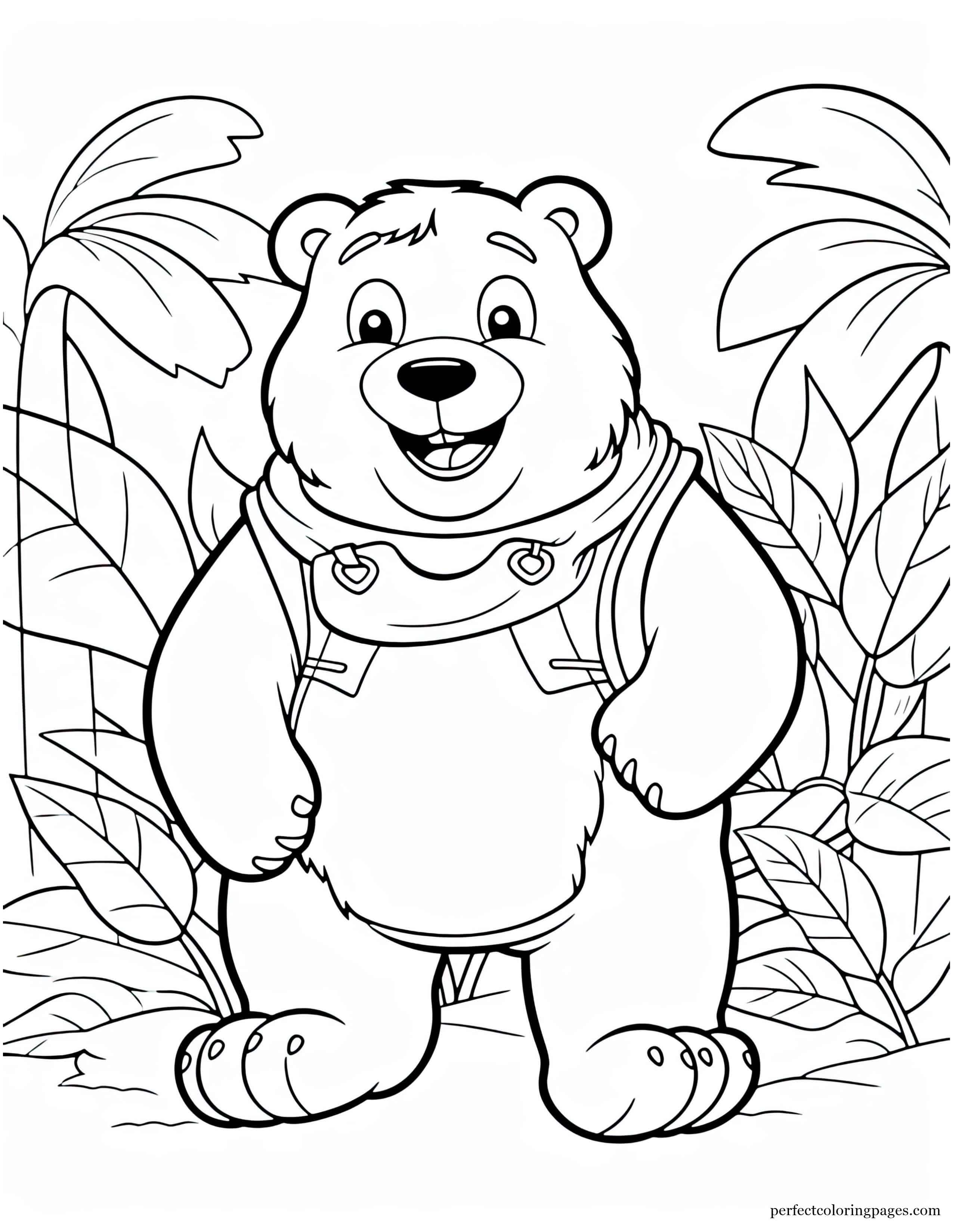 Colorful Baloo Bear Character from The Jungle Book Printable Coloring Page